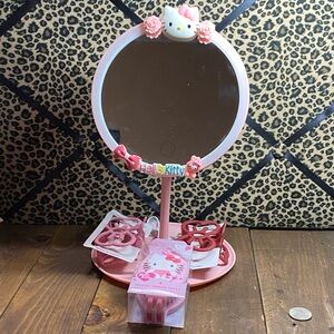 Hello Kitty Pink Hair Accessory Set with LED Lighted Mirror
